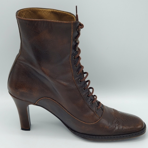 ESPACE ROBERT CLERGERIE BROWN LEATHER BOOTIES 7B - Picture 5 of 8